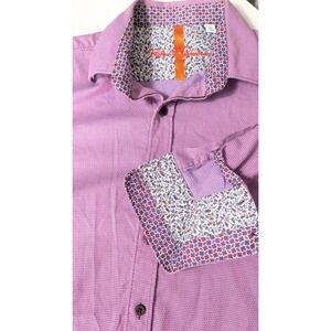 Robert Graham Mens Purple Patterned Classic Fit Long‎ Sleeve Button Down Shirt M